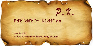 Pádár Klára névjegykártya